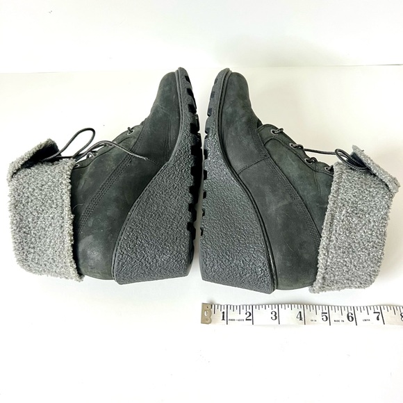 TIMBERLAND Earthkeepers Amston Sherpa Roll Top Black Wedge Boots—SZ. 8 - Picture 10 of 13